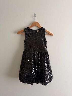 The Children's Place Girls Black Sequin Bubble Dress (Size 6X/7)